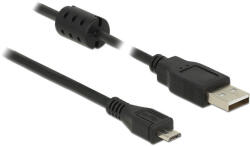 Delock USB 2.0-s kábel A-típusú csatlakozódugóval > USB 2.0 Micro-B csatlakozódugóval, 5, 0 m, fekete (84910) (84910) - flylite