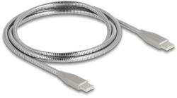 Delock USB-C kábel USB 2.0 fém burkolattal USB Type-C dugaszoló PD 3.0 60 W 1 m ezüst (81259) - flylite