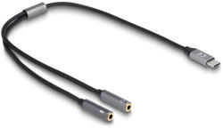Delock Fejhallgató adapter USB Type-C apa DAC 24 Bit / 96 kHz Hi-Res - 2 db. 3, 5 mm-es, 3 tűs sztereo jack anya (66616) (66616)