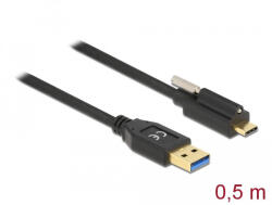 Delock SuperSpeed USB 10 Gbps (USB 3.2 Gen 2) kábel A-típusú apa csatlakozó - USB Type-C apa csatlakozó csavarral a tetején, 0, 5m (84025) (84025) - flylite