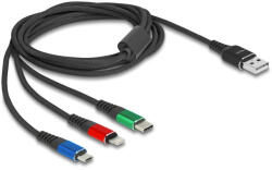 Delock USB töltő kábel 3 az 1-A-típusú apa Lightning -, Micro USB- és USB Type-C csatlakozáshoz 3-színű 2 m (90156) - flylite