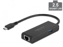 Delock USB Type-C adapter USB A-típusú hüvely 2, 5 Gigabit LAN (63826) - flylite