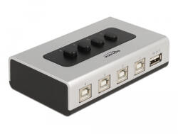 Delock Kétirányú USB 2.0 switch 4 db. B-típusú anya - 1 db. A-típus anya kézi átkapcsolással (87763) (87763)
