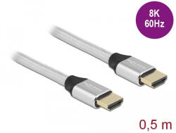 Delock Ultra nagy sebességű HDMI kábel 48 Gbps 8K 60 Hz ezüst 0, 5 m tanúsítvánnyal (85365) - flylite