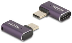 Delock USB Adapter 40 Gbps USB Type-C PD 3.1 240 W csatlakozódugóval - csatlakozóhüvellyel, ívelt bal / jobb 8K 60 Hz fém (60287) - flylite