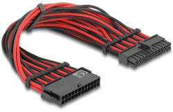 Delock Bővítő kábel 24 tűs ATX apa - 24 tűs ATX anya, fekete-piros textil borítással, 30 cm (80973) (80973)