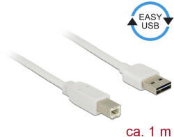 Delock Kábel, EASY-USB 2.0-s A-típusú csatlakozódugó > USB 2.0-s B-típusú csatlakozódugó, 1 m, fehér (83686) - flylite