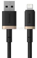 Baseus DURA adatkábel (USB - lightning, 12W, gyorstöltő, törésgátló, cipőfűző, 200cm) ARANY/FEKETE (P10377801U01-02) (P10377801U01-02)