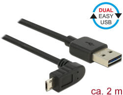 Delock 83856 USBA - USB Micro-B (derékszögben hajlított) kábel 2m fekete (83856) - flylite