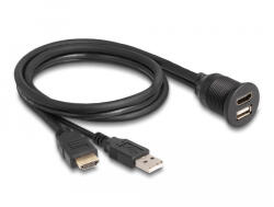 Delock HDMI-A kábel apa és A-típusú USB 2.0 apa - HDMI-A anya és A-típusú USB 2.0 anya 1m (87880) - flylite