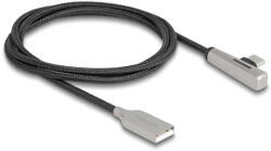 Delock Kábel USB 2.0 A-típusú apa - USB Type-C apa hajlított, LED fénnyel és gyors töltő funkcióval 60 W 1 m (80766) - flylite