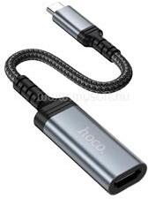 hoco. UA43A adapter kábel HDMI aljzat - Type-C, 20cm, SÖTÉTSZÜRKE (HOCO_UA43A) (HOCO_UA43A)