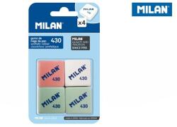 MILAN 4 darabos radírkészlet, Milan, szintetikus, többszínű, 2.8x2.8x1.3cm (320013)
