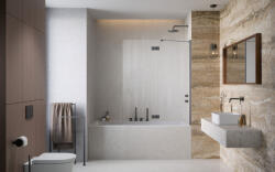 Radaway Essenza Brushed GunMetal ? PND II ? szálcsiszolt fegyvermetál kádparaván 140 átlátszó jobbos