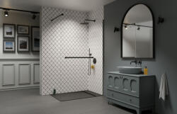 Radaway Modo New Brushed Gunmetal II Walk-in szálcsiszolt fegyvermetál zuhanyfal törölközőtartóval 110 átlátszó