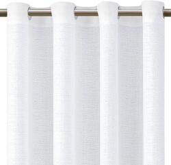 Welora Dekoratív függöny, alacsony árnyékolás - átengedi a fényt, dombornyomott szövetminta, gyűrűkkel, 140x250 cm, fehér (JM1189754)