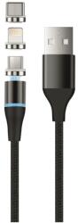 Setty Cablu Incarcare USB-A - Lightning / microUSB / USB-C Setty Magnetic DT 3in1, 12.5W, 1m, Negru - evomag