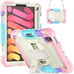  iPad Mini 6 8.3"-hoz való tok, három rétegű, forgatható állvánnyal, többszínű, állítható pánttal (NC001139)