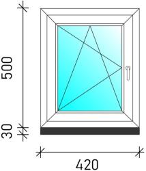 40×50 Bukó-nyíló műanyag ablak
