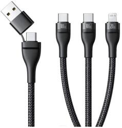 Baseus USB 2.0 Type C Lightning + Micro USB Töltő/adat Fekete 1.5m P10377501111-00 (P10377501111-00)