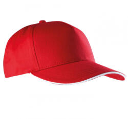 K-UP Uniszex sapka K-UP KP130 Sandwich peak Cap - 5 panels -Egy méret, Red/White