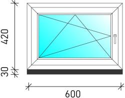  60×40 Bukó-nyíló műanyag ablak