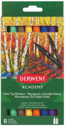 Derwent Markere 2 capete Derwent Academy, varf fin tip pensula, 8 buc/set (DW98206)