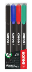 Kores Set 4 x Marker permanent Kores, varf fin - 1 mm, 4 culori (KO22140)