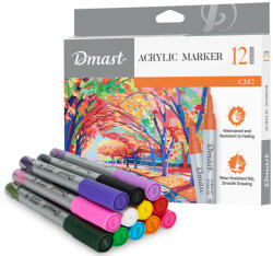 DMAST Set 12 buc x Markere acrilice Pebeo Dmast, 2 mm, culori clasice (DLEC352)
