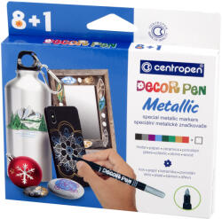 Centropen Markere permanente pentru decor Slim 2737 Centropen, 8+1 culori metalice (CE273709)