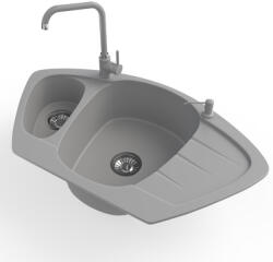 NERO Gránit Mosogató Nero Compact + Steel Csaptelep + Adagoló Szürke