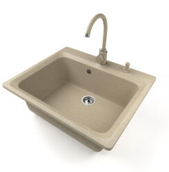 NERO Gránit Mosogató NERO Italia + Magasított Csaptelep + Adagoló