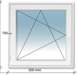 Decco 50×70 Bukó-Nyíló műanyag ablak Decco 71 profil 2 rétegű üvegezéssel