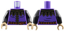 LEGO® Alkatrészek (Pick a Brick) Sötétlila minifigura felsőtest - Sötétlila elsőkabát, fekete köpeny öt csúccsal, vörösesbarna öv 6489713 (6489713)