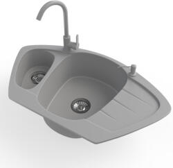 NERO Gránit Mosogató Nero Compact + Magasított Csaptelep + Adagoló Szürke