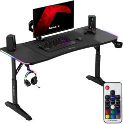 Greman Gamer Asztal, Elektromos Íróasztal Hero RGB Fekete Carbon 140 X 60 Cm