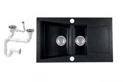 EOS Laneo Locarno L87-515C Gránit Mosogató + Szifonszett Fekete