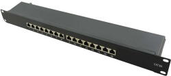 LogiLink Cat. 6A patch panel 16-port STP, fekete, teljesen árnyékolt (NP0076) - pepita
