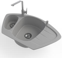 NERO Gránit Mosogató Nero Compact + Design Csaptelep + Adagoló Szürke