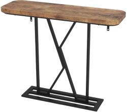  Keskeny Rusztikus Fa Konzolasztal Fekete Fém Vázzal 100x30x81 cm - Modern Indusztriális Előszobafal és Lerakóasztal Nappaliba