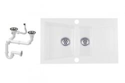 EOS Laneo Locarno L87-515BI Gránit Mosogató + Szifonszett Fehér