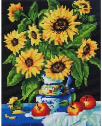 MagicArt Goblen diamant MagicArt - Buchet de floarea-soarelui, 30 x 40 cm, cu mărgele rotunde (EJ941)