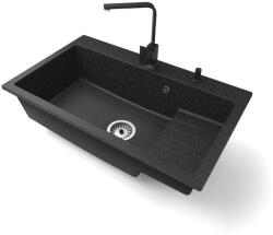 NERO Gránit Mosogatótálca NERO Boss + Design Csaptelep + Adagoló Fekete