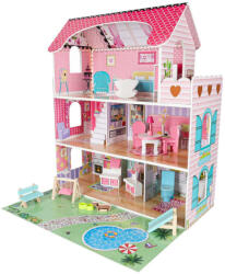 KIK Lulilo Gardeno Fa Babaház, Kerti Bútorokkal, 70 cm, Rózsaszín LED-del