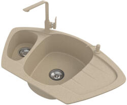 NERO Gránit Mosogató Nero Compact + Design Csaptelep + Adagoló Bézs