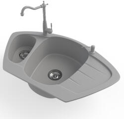 NERO Gránit Mosogató Nero Compact + Vintage Csaptelep + Adagoló Szürke