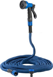 Strend Pro Kerti locsolótömlő, Strend Pro Garden, Flexi, kék, 1/2" - 3/4", 11-22, 5 m, 20 bar, flexibilis, nyújtható, szórópisztollyal, latex belső cső, textilborítás, önnyúló-összehúzódó technológia (TC266536)