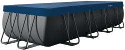  Téglalap alakú medencetakaró, Intex Deluxe négyévszakos, csővázas medencéhez, 549 x 274 cm, sötétkék, UV-álló háromrétegű anyag, 20 cm-es túlnyúlással, köteles rögzítéssel (28086) (28086)