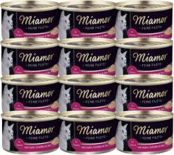 Miamor Miamor Feine Filets zselében - nedves macskaeledel csirkével, sonkával és rizzsel 12x100 g-os konzerv