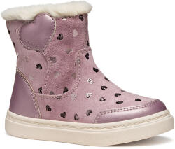 GEOX Cizme imblanite fete, cu fermoare, violet cu inimioare, 22/24 violet (149DC2)